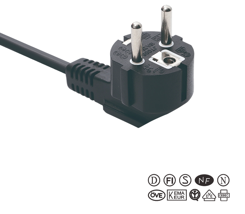 JT008/FY003 16A 250V มาตรฐานยุโรปปลั๊กข้อศอก 90 องศาสามขา